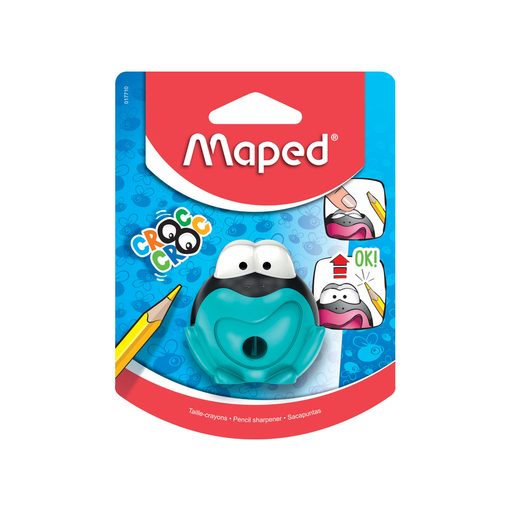 Apontador Escolar Croc Croc de Sapinho | 1 Furo com Depósito Blister | Maped