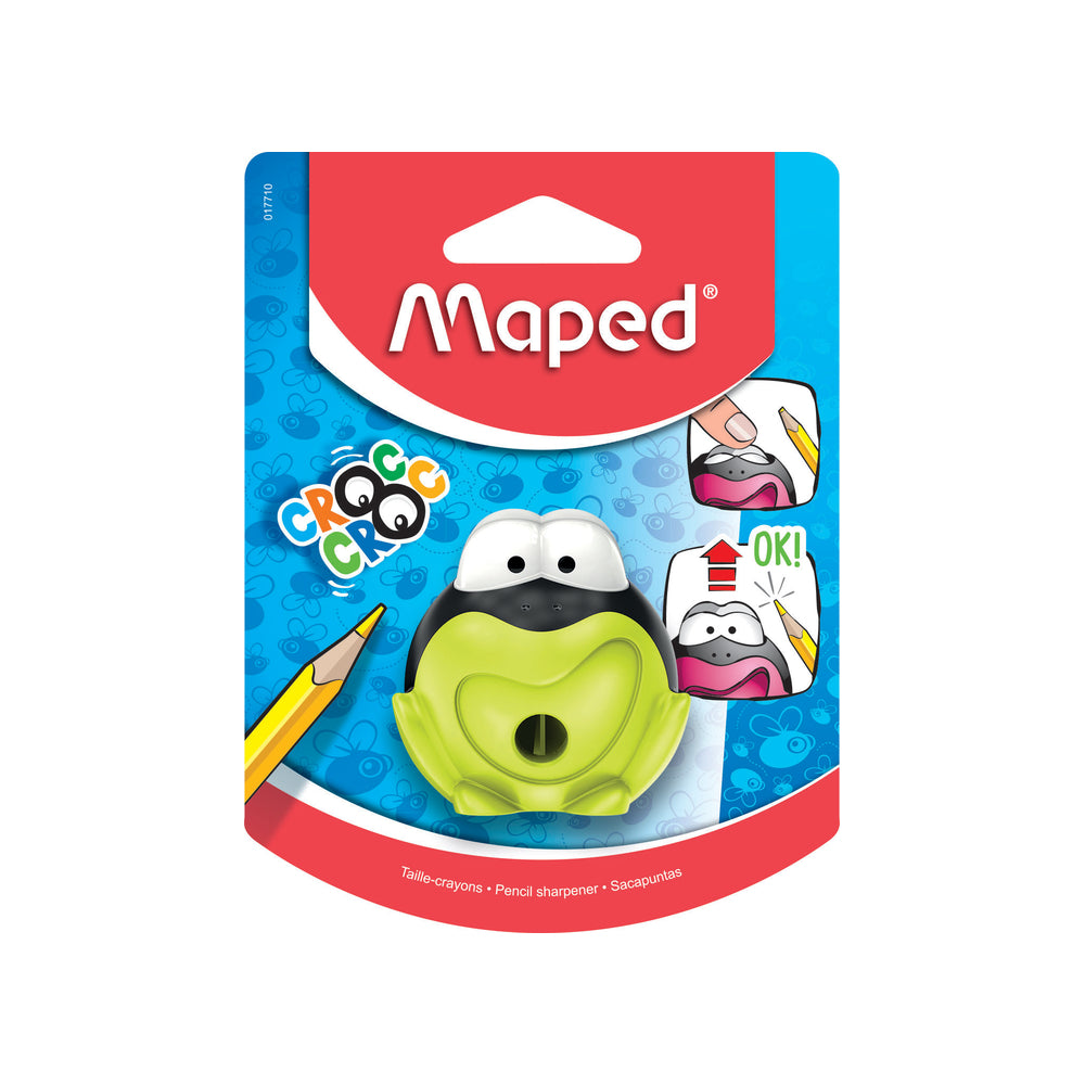 Apontador Escolar Croc Croc de Sapinho | 1 Furo com Depósito Blister | Maped