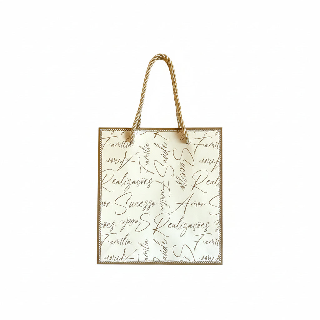 Sacola de Papel “Palavras – Realizações, Sucesso e Família” 15,5×14,3×7 cm FlorArte