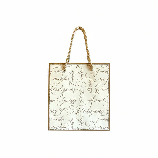 Sacola de Papel “Palavras – Realizações, Sucesso e Família” 15,5×14,3×7 cm FlorArte