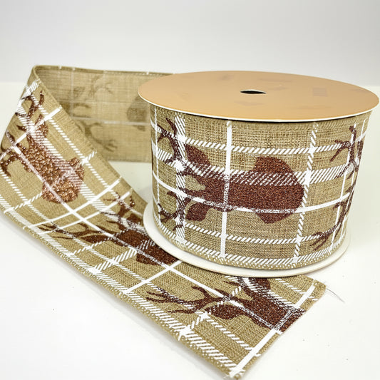 Fita Aramada Natal com Glitter FlorArte – Tema Rena – 6,3 cm x 9,14 m – Decoração Árvores, Laços e Arranjos