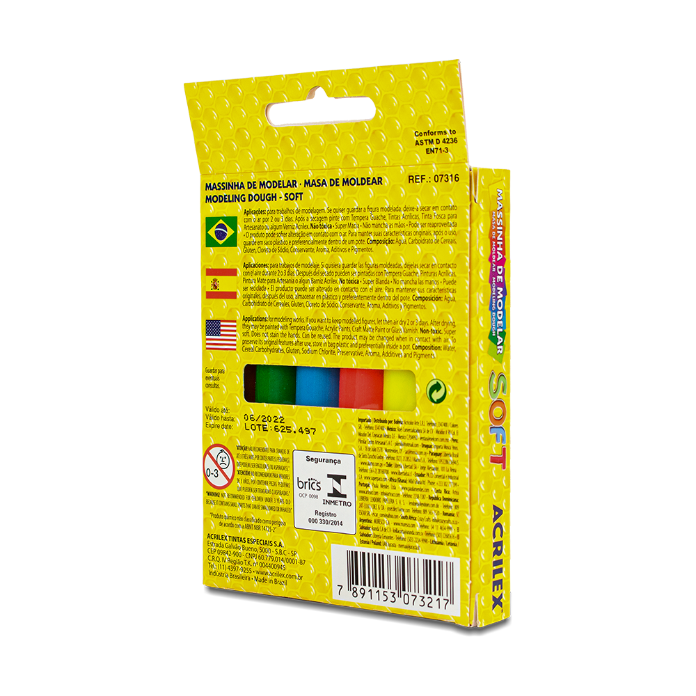 Massinha de Modelar Soft 6 Cores Foscas 90g | Acrilex