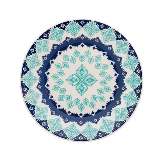Prato Raso Cerâmica Donna Lola Biona Oxford 24 cm - Azul que Encanta