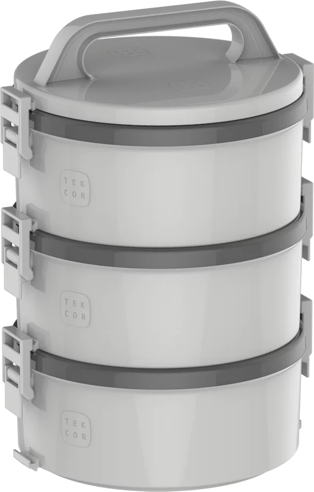 Kit 3 Marmitas Tekcor Cinza 1,5 Litros Simples - Dupla - Tripla | Soprano