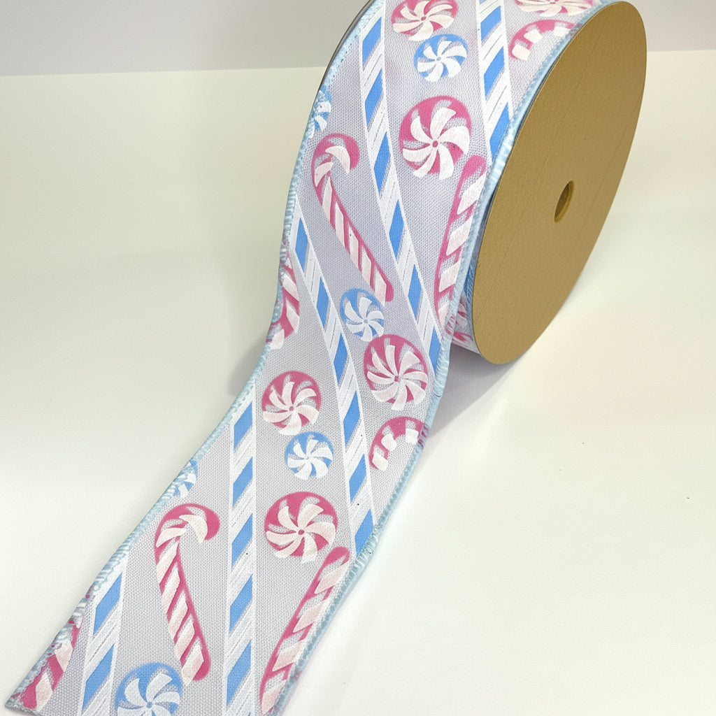 Fita Aramada FlorArte 6,3 cm×9,14 m – Rolo Decorativo Rosa e Azul – Laços & Arranjos