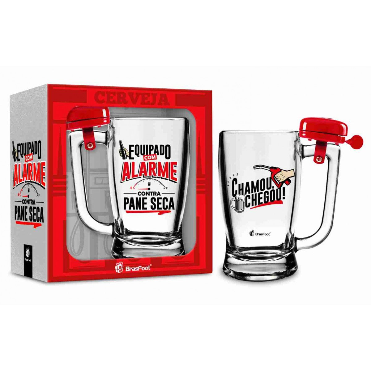 Caneca de Vidro Taberna 340 ml - Equipado com Alarme contra Pane Seca | Brasfoot Presentes