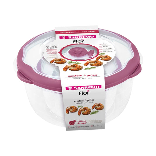 Conjunto 3 Potes Redondos Plástico Sanremo – Organização e Praticidade na Cozinha