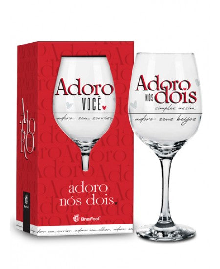 Taça de Vinho 385 ml - Adoro Nós Dois | BrasFoot Presentes