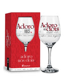Taça de Vinho 385 ml - Adoro Nós Dois | BrasFoot Presentes