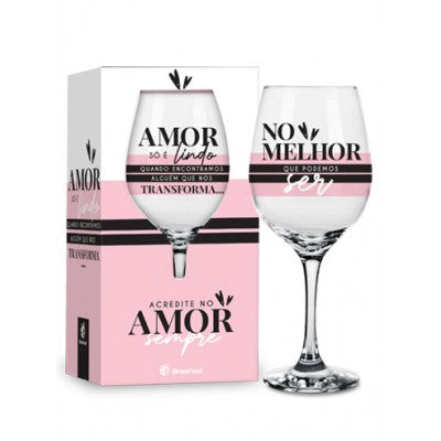Taça de Vinho 385 ml - Amor Que nos Transforma | BrasFoot Presentes