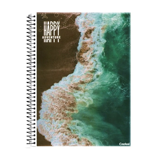 Caderno Universitário Happy Adventure 10 Matérias 200 Folhas – Capa Dura | Credeal