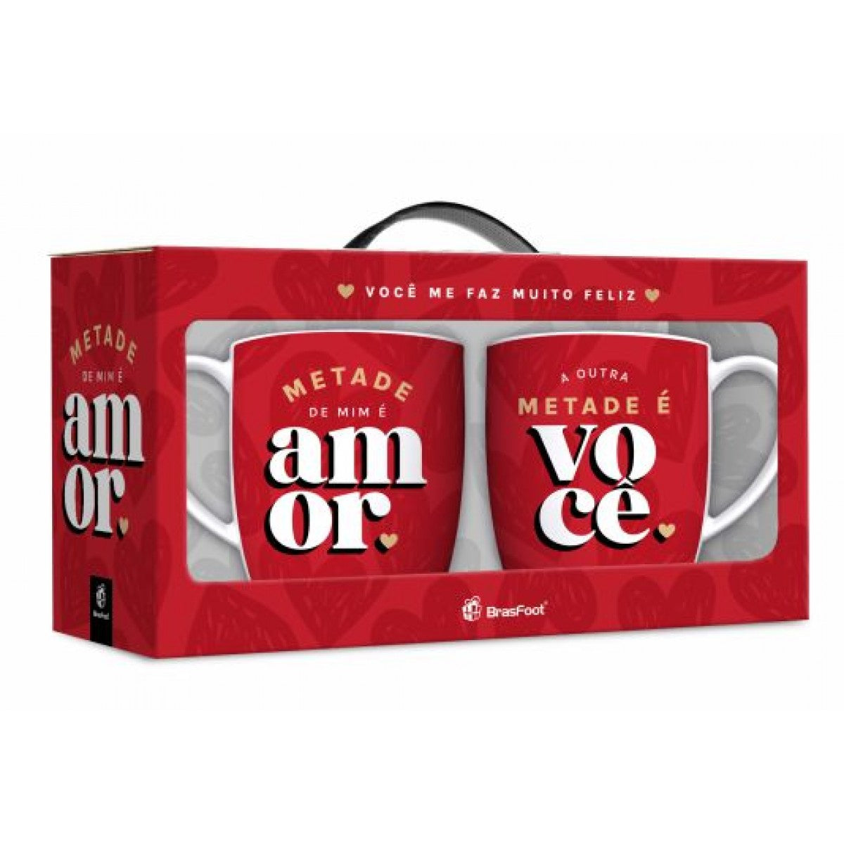 Kit 2 Canecas Urban 300ml Casal - Metade de mim é Amor, A outra é Você | Brasfoot Presentes