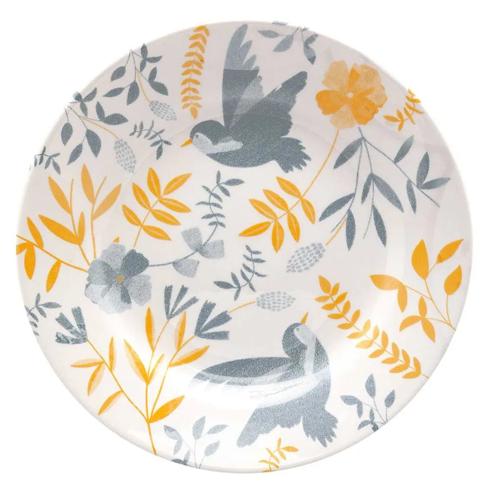 Prato Raso 26 cm Donna Bem‑Te‑Vi - Cerâmica Floral e Pássaro | Oxford