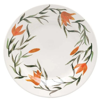 Conjunto de Pratos Rasos Cerâmica Lírios Oxford - Elegância Floral em 24 cm