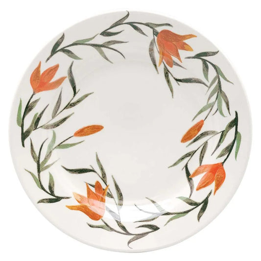 Prato Raso Cerâmica Lírios Oxford - Elegância Floral em 24 cm