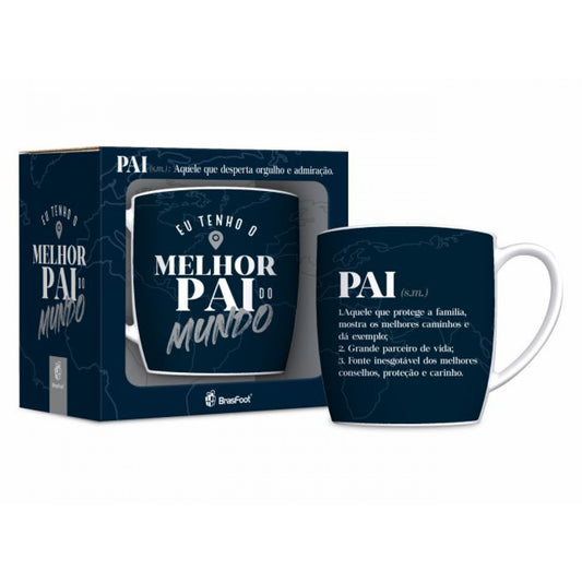 Caneca de Porcelana Urban 300ml -  Eu Tenho o Melhor Pai do Mundo | Brasfoot