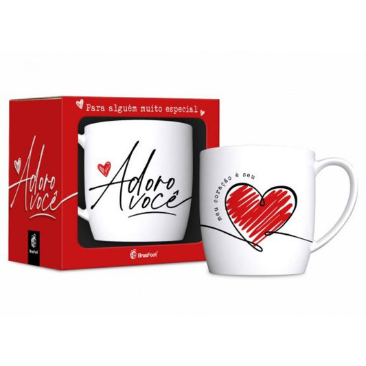 Caneca de Porcelana Urban 300ml - Meu Coração é Seu | Brasfoot Presentes