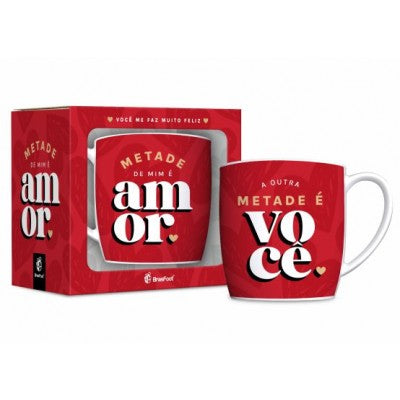 Caneca de Porcelana Urban 360 ml - Metade de Mim é Você  | Brasfoot Presentes