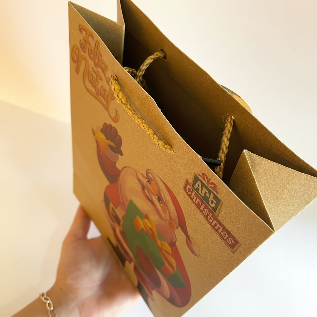 Sacola de Natal Parda 18×23×8 cm Art Christmas – Embalagem Natalina Clássica