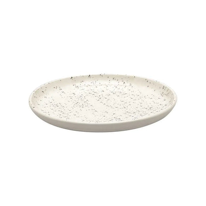 Conjunto Pratos de Sobremesa Cerâmica Flat 20 cm Oxford Chuvisco Moderno - Cerâmica Off-White com Detalhes