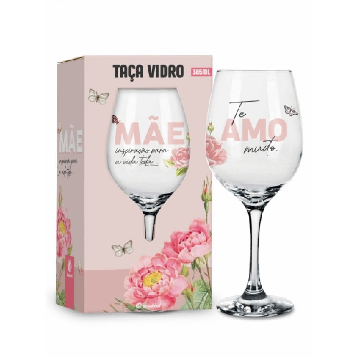 Taça de Vinho 385 ml - Mãe Inspiração Para A Vida Toda | BrasFoot Presentes