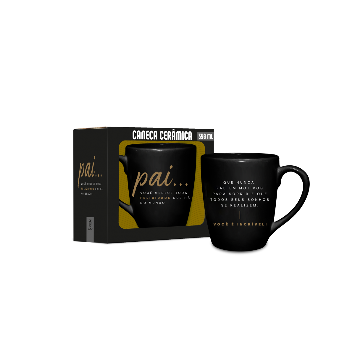 Caneca de Cerâmica Prime 350ml - Pai Toda Felicidade | Brasfoot