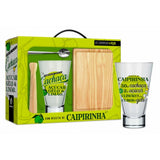Kit Caipirinha com Receita | Copo, Socador, Tábua e Colher | Brasfoot Presentes