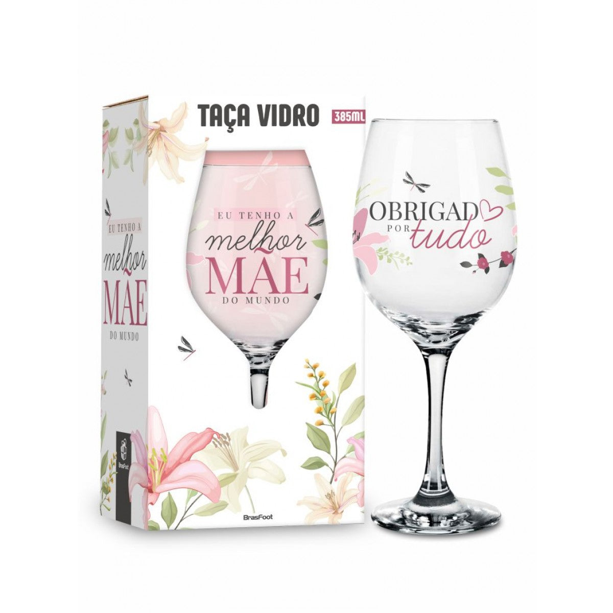 Taça de Vinho 385 ml - Melhor Mãe do Mundo | BrasFoot Presentes