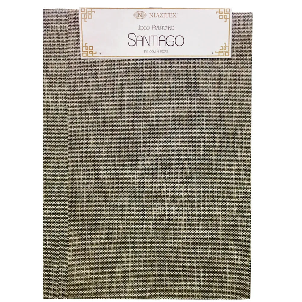 Jogo Americano Santiago 4 Peças 30×45 cm – Bege e Fendi Ramos | PVC Niazitex
