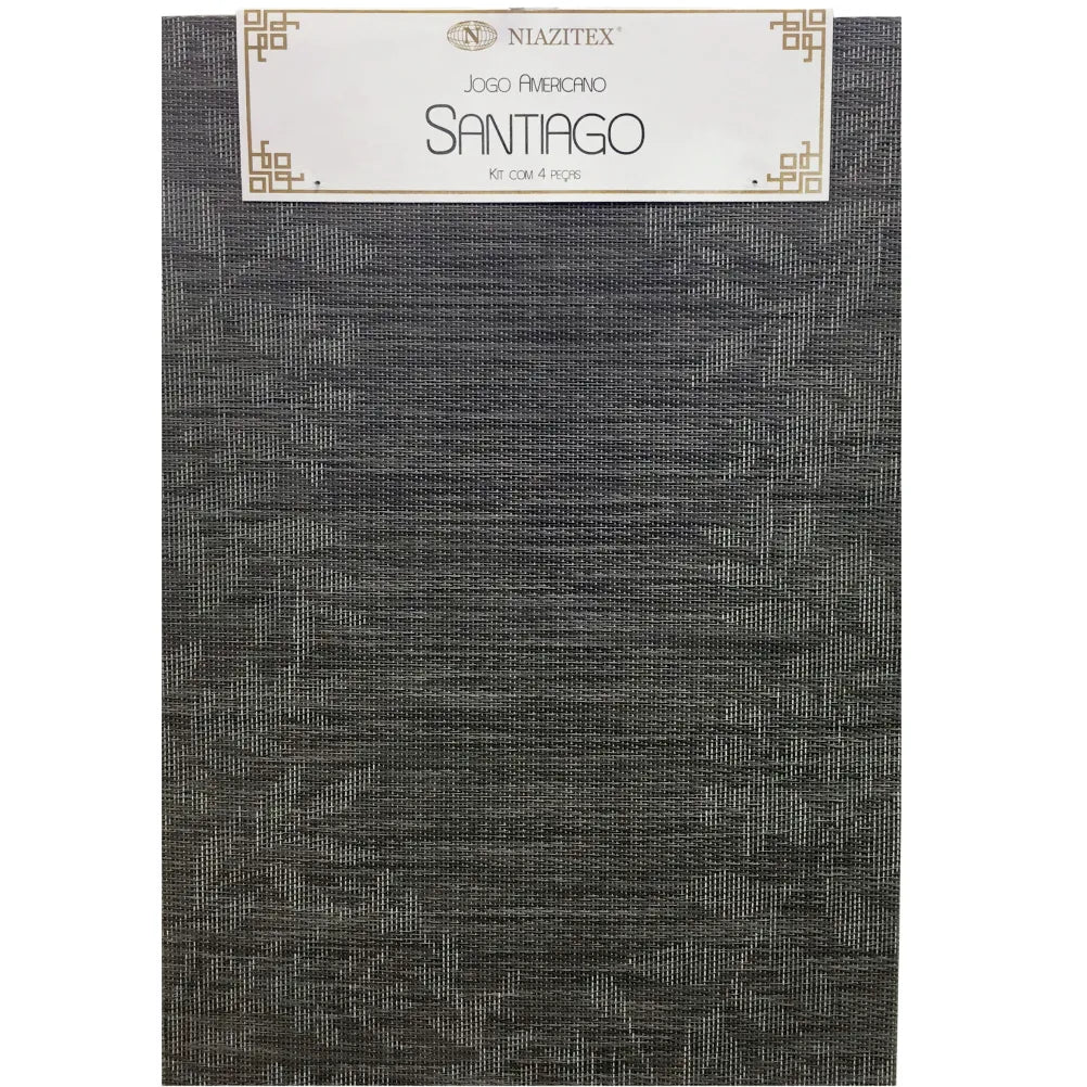 Jogo Americano Santiago 4 Peças 30×45 cm – Bege e Fendi Ramos | PVC Niazitex