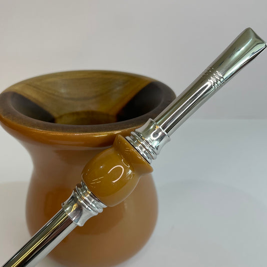 Kit Chimarrão Matetri – Cuia de Chimarrão Caramelo + Bomba Inox | Elegância e Tradição
