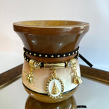 Cuia de Chimarrão Matetri 12 cm – Degradê Marrom & Branco + Pulseira Artesanal