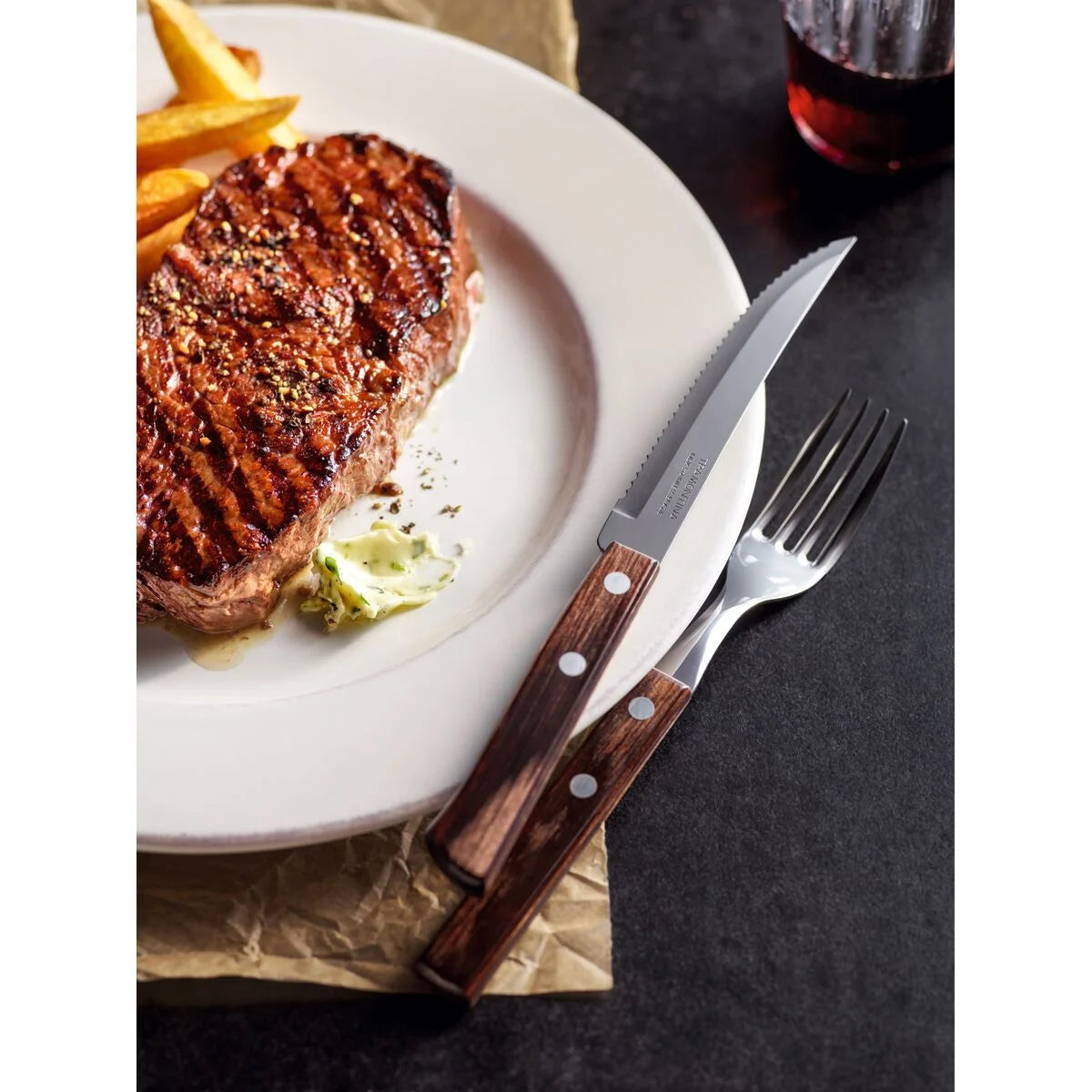 Faca para Churrasco 5" com Lâmina em Aço Inox e Cabo em Madeira Tratada Polywood Castanho | Tramontina