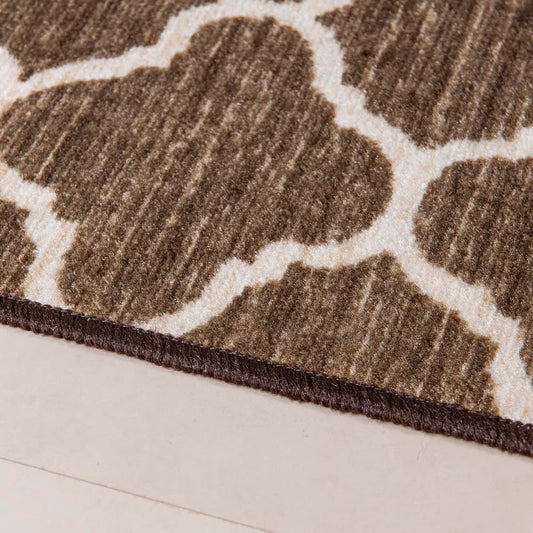 Tapete Boucle Essential 59×108 cm Antiderrapante – Abstrato Marrom/Off White | Niazitex