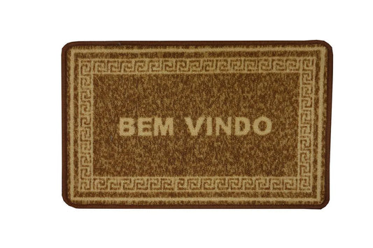 Tapete Bouclé Bem Vindo 50×80 cm – Bege Antiderrapante | Niazitex