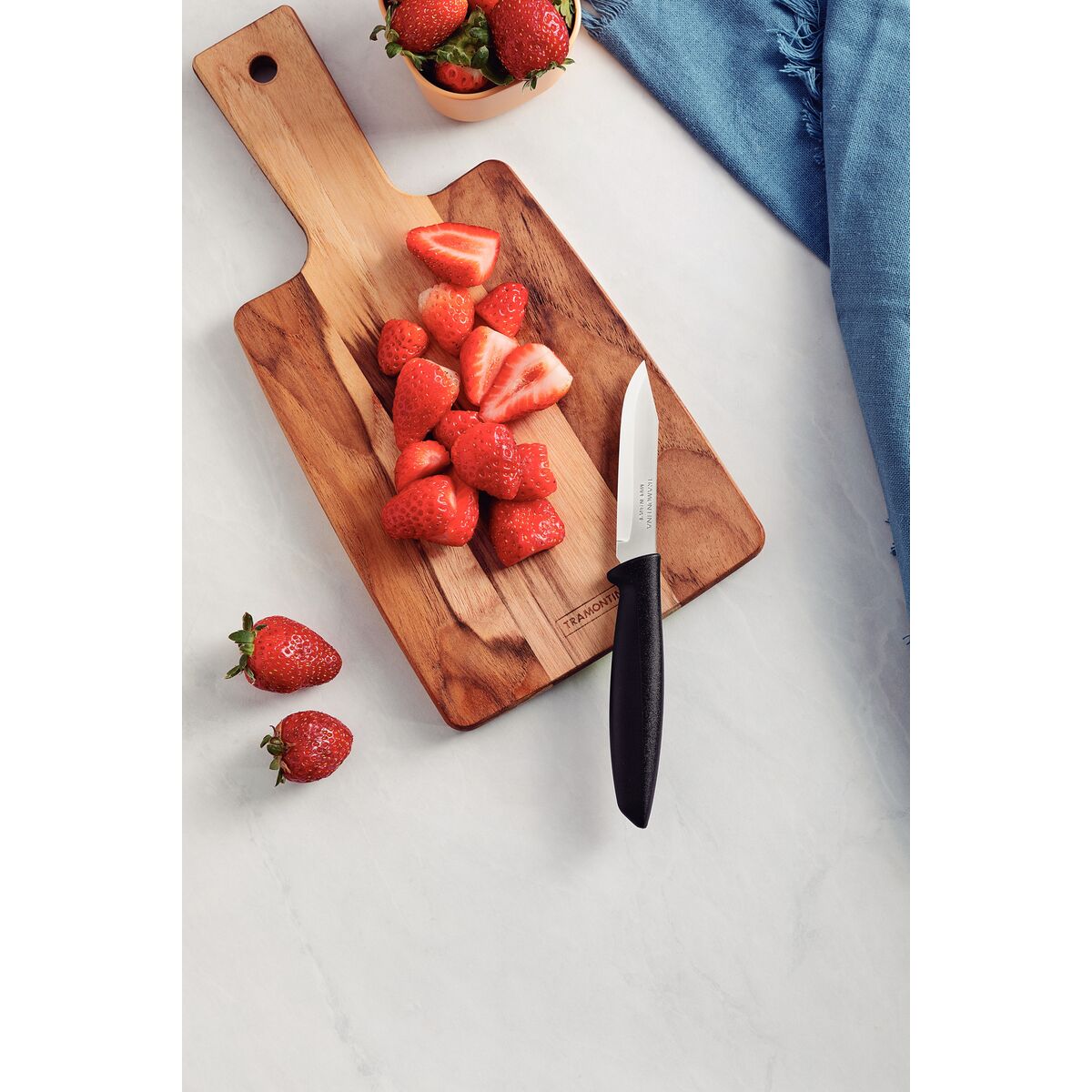 Faca para Legumes e Frutas 3" Tramontina Plenus – Lâmina em Aço Inox e Cabo em Polipropileno Preto