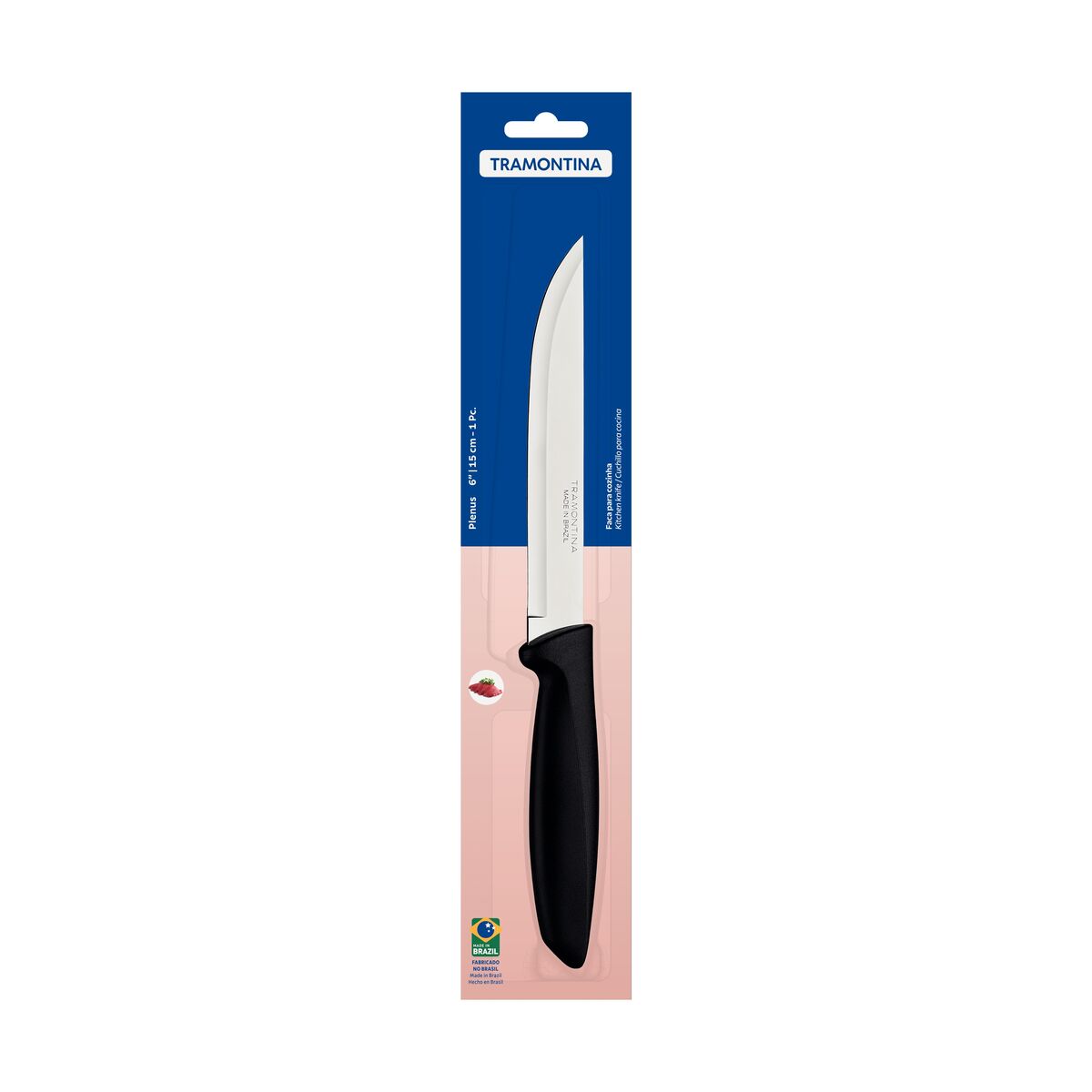 Faca de Cozinha 6" Tramontina Plenus – Lâmina Aço Inox + Cabo de Polipropileno Preto