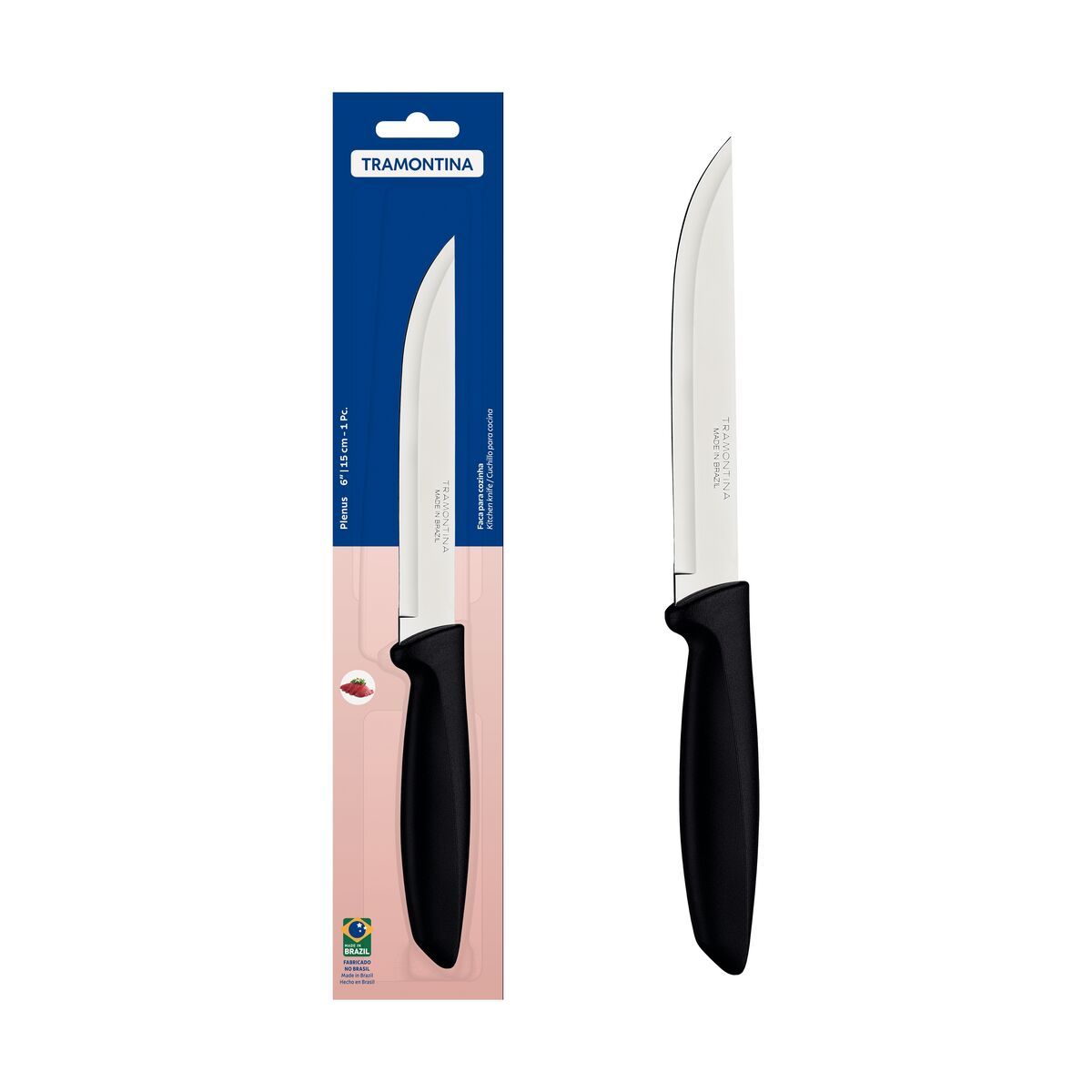 Faca de Cozinha 6" Tramontina Plenus – Lâmina Aço Inox + Cabo de Polipropileno Preto