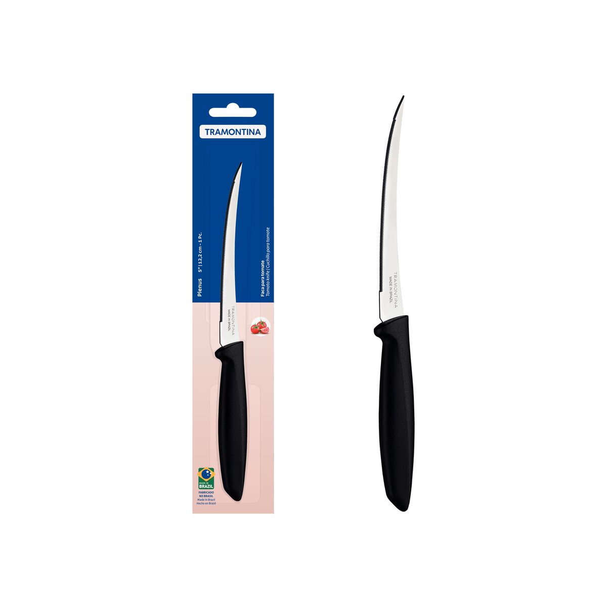 Faca para Tomate 5" Tramontina Plenus 23428/105 – Lâmina em Aço Inox e Cabo de Polipropileno Preto