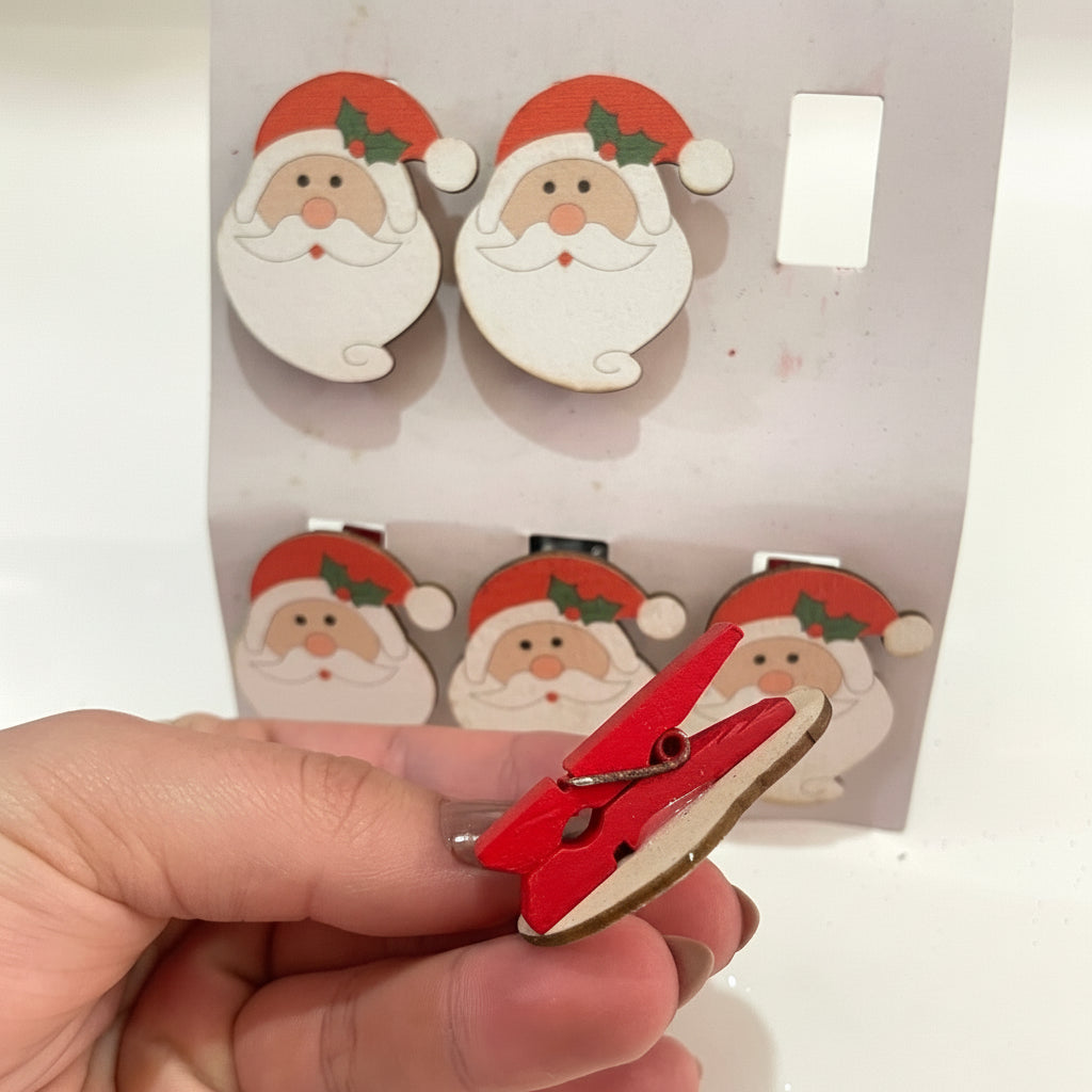 Kit 6 Prendedor Natalino Art Christmas – Conjunto Decorativo para Pendurar Cartões, Fotos ou Enfeites de Natal