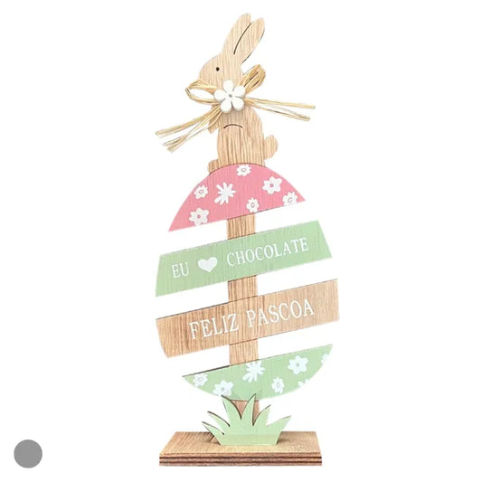 Placa Decorativa Ovo de Páscoa em MDF | Bege e Rosa | FlorArte