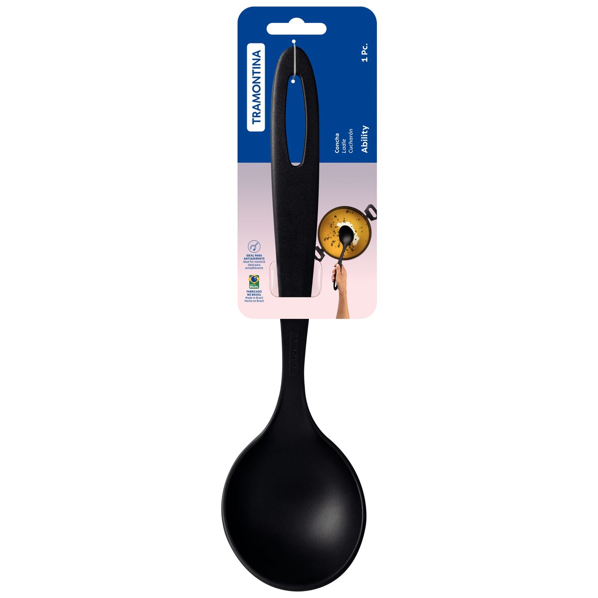 Concha de Nylon 30 cm Tramontina – Utensílio Preto Resistente, 25127/000