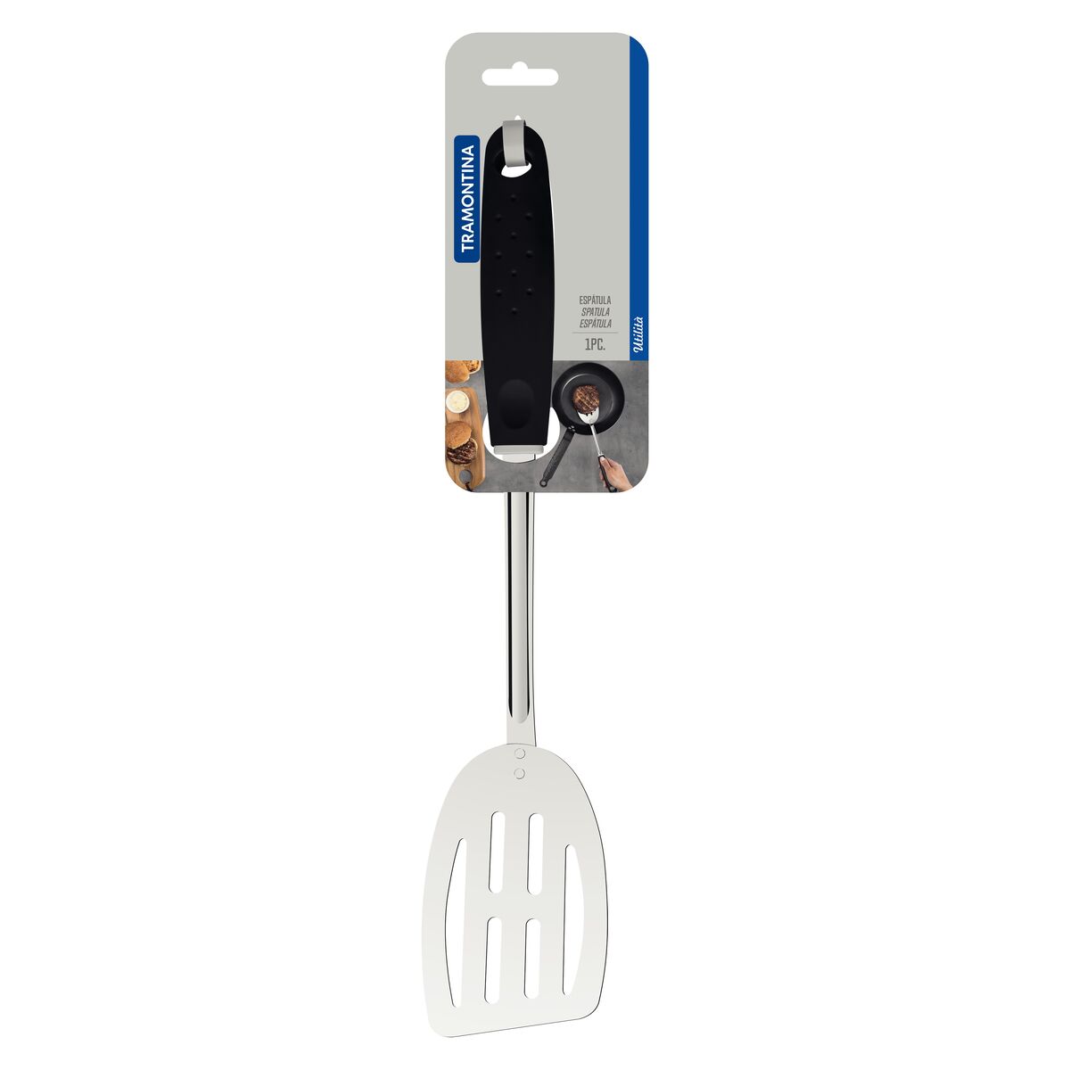 Espátula Tramontina Utilità Aço Inox 36 cm – Cabo Polipropileno Preto | Durável e Lava-louças