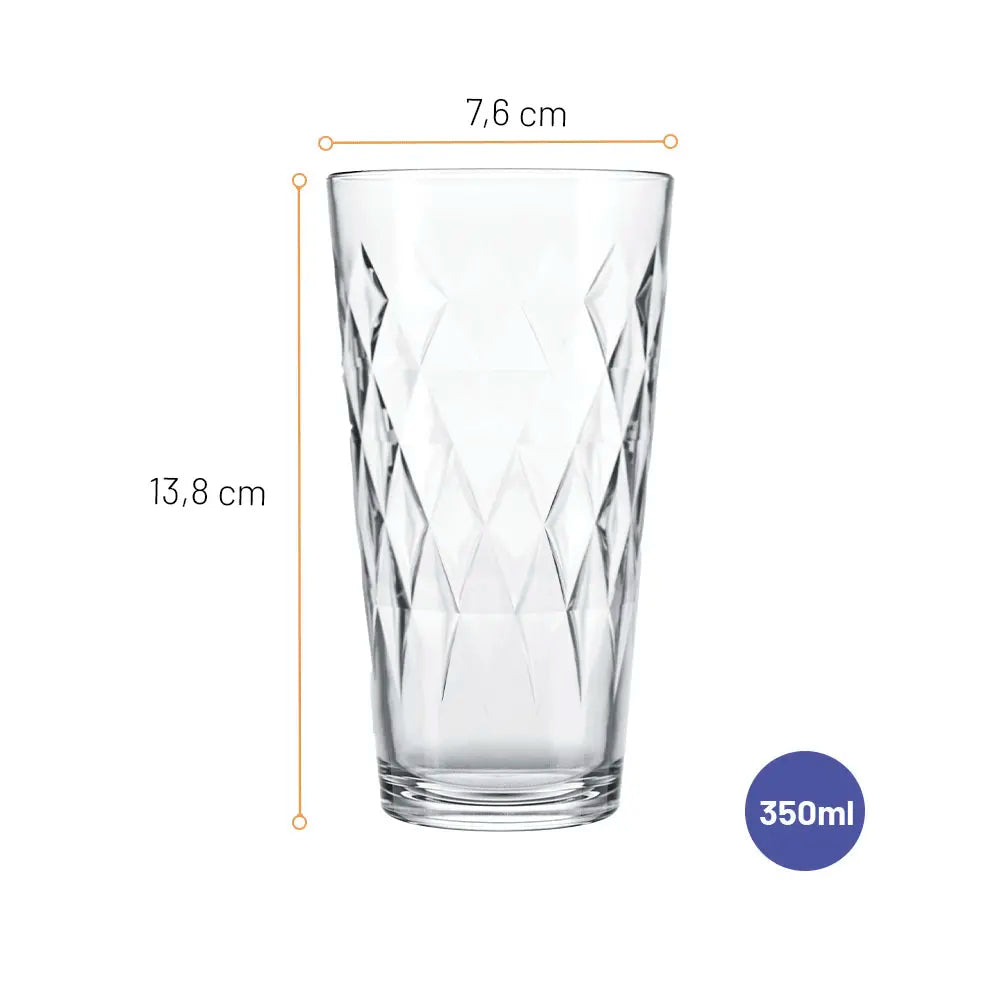 Copo Long Drink Vidro 350 ml – Jogo 8 Peças Nadir Vitrage (Luvas) – Transparente Alto Brilho