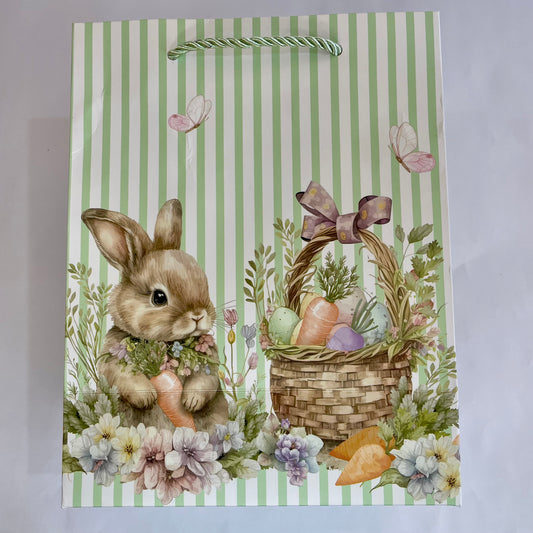 Sacola de Papel de Páscoa 23x18x10cm | Branco e Verde | FlorArte