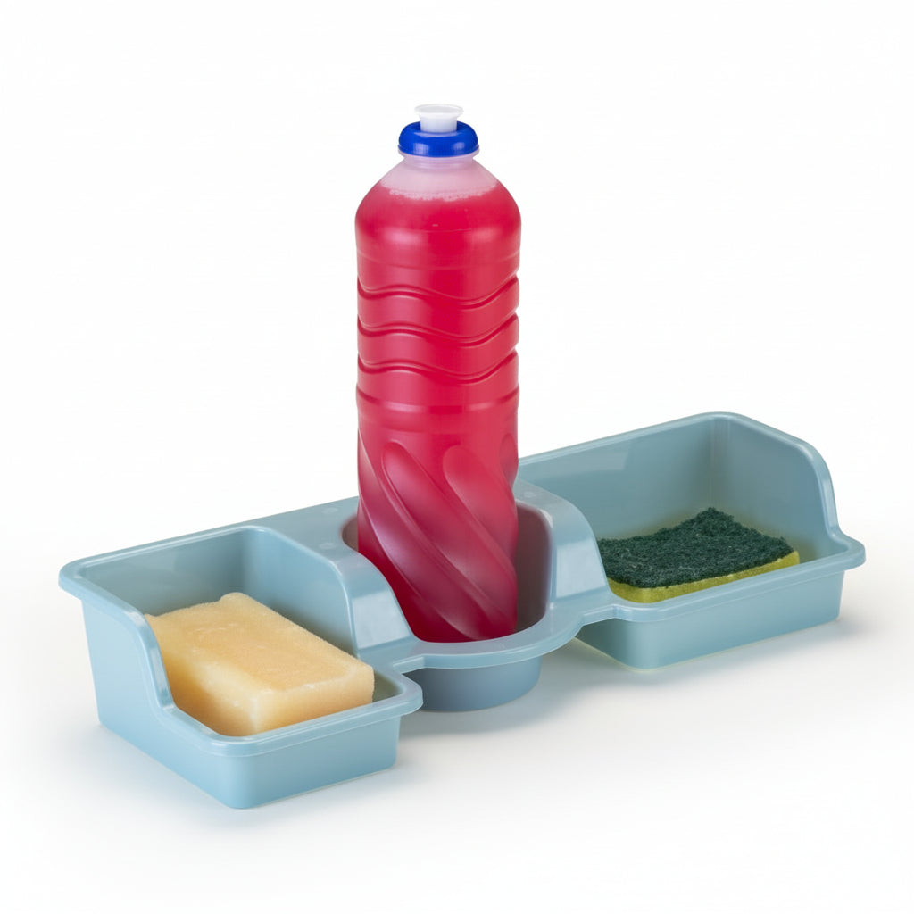 Porta Detergente Plástico Colorido – Organizador de Pia 31 × 12 × 6 cm Plásticos Rainha  Ref 29