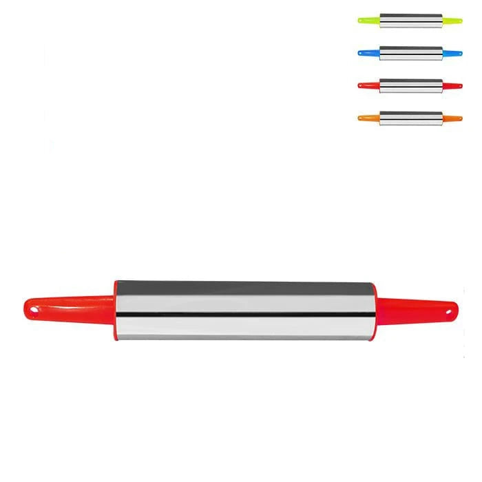 Rolo de Massa 38 cm BigSul 22261 – Aço Inox + Cabo Plástico Resistente, Utensílio para Pizza, Pão, Folhados e Confeitaria