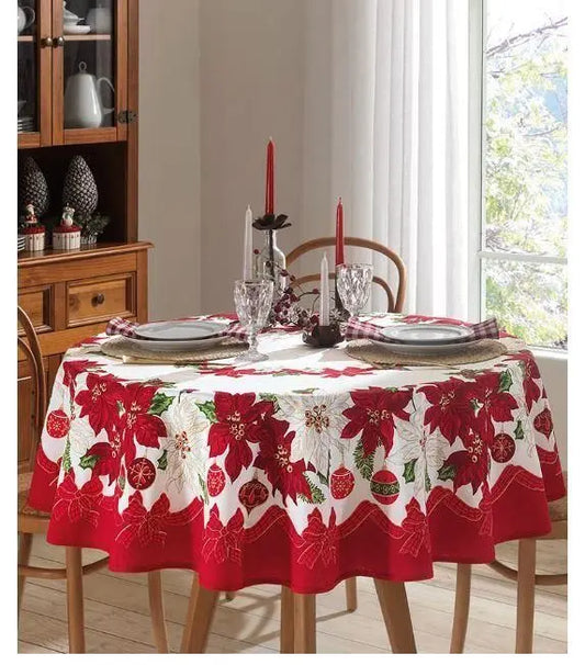 Toalha de Mesa de Natal Redonda 1,60 m Athenas Estampado Natal 104 | Dohler