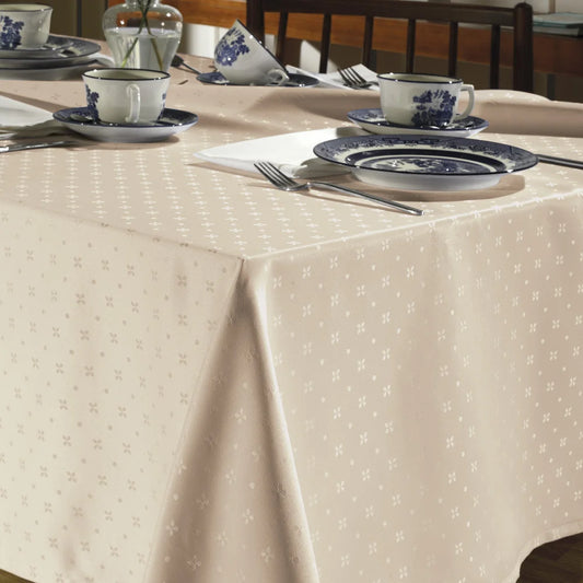 Toalha de Mesa 6 Lugares Jacquard Requinte Liso Bege 1,40m x 2,10m | Dõhler
