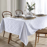 Toalha de Mesa Retangular Döhler Jacquard Requinte II 1,60×2,70 m – 100% Poliéster, Elegante, Durável, Para Mesa de 8 Lugares – Branco